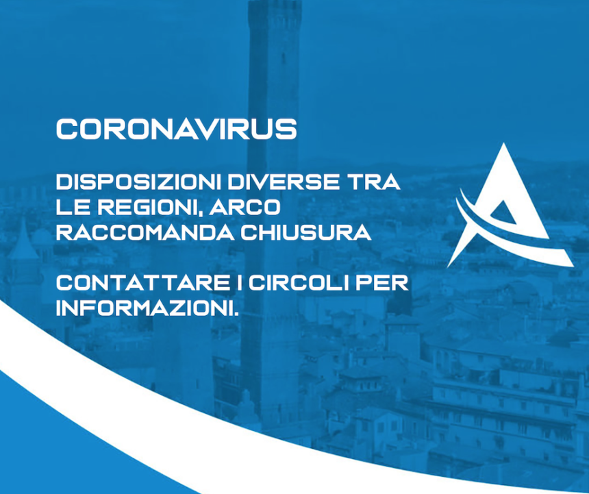 Coronavirus, disposizioni regionali diverse tra loro, ARCO raccomanda chiusura.