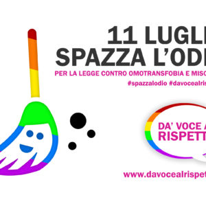 Omotransfobia, sabato 11 luglio  #spazzalodio: eventi e flashmob per la legge